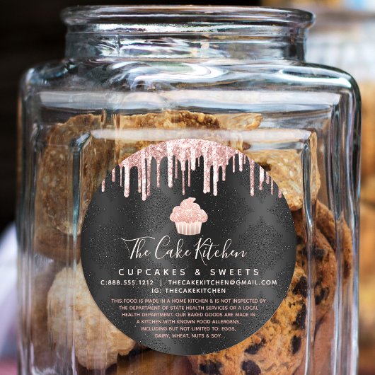 バラ金ゴールドカップケーキグリッタードリップスブラックシェフリーガル ラウンドシール