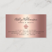 バラ金ゴールドカップケーキグリッタードリップベーカリーシェフブラック 名刺 (裏面)