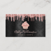 バラ金ゴールドカップケーキグリッタードリップベーカリーシェフブラック 名刺 (正面)