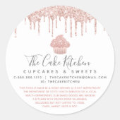 バラ金ゴールドカップケーキグリッタードリップベーカリーシェフリーガル ラウンドシール (正面)