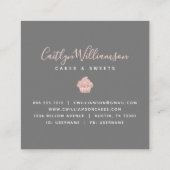 バラ金ゴールドカップケーキグリッタードリップベーカリーパティシシェフ スクエア名刺 (裏面)