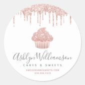 バラ金ゴールドカップケーキペストリーシェフベーカリーグリッタードリップス ラウンドシール (正面)