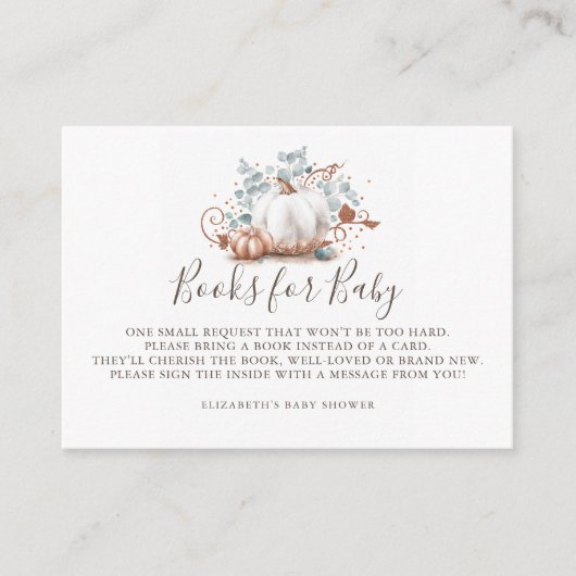 バラ金ゴールドカボチャ |ベビーシャワーベビー用の本 エンクロージャーカード (正面)