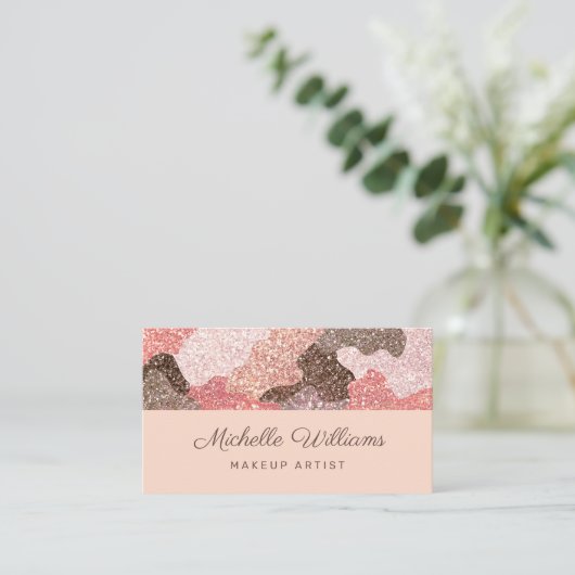 バラ金ゴールドカモフラージュフェイクグリッタープロフェッショナル 名刺 (スタンド正面)