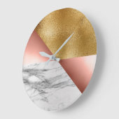 バラ金ゴールドカララマーブルグレージオメトリメタリック ラージ壁時計 (傾斜)