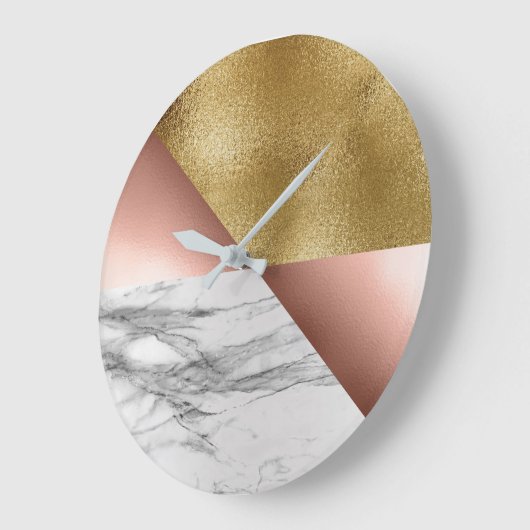 バラ金ゴールドカララマーブルグレージオメトリメタリック ラージ壁時計 (傾斜)
