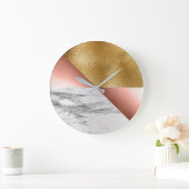 バラ金ゴールドカララマーブルグレージオメトリメタリック ラージ壁時計 (ホーム)