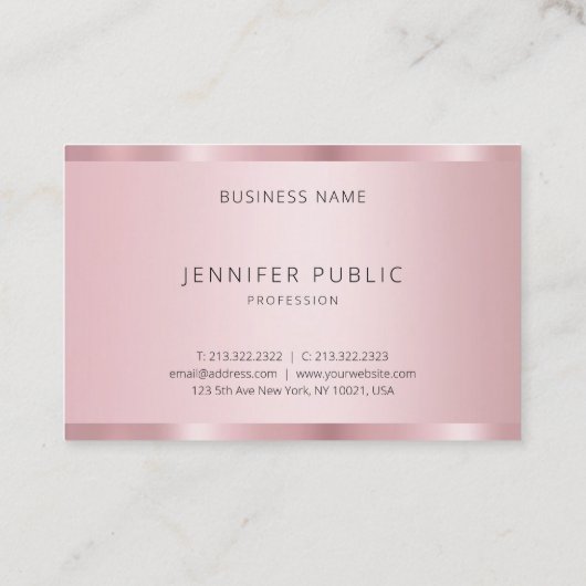 バラ金ゴールドカラーテンプレートモダンエレガントトレンディー 名刺 (裏面)