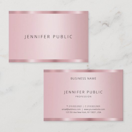 バラ金ゴールドカラーテンプレートモダンエレガントトレンディー 名刺 (正面/裏面)