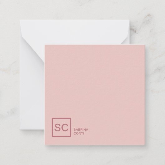 バラ金ゴールドカラープロフェッショナルガーリーモノグラム名 ノートカード (正面)