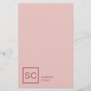 バラ金ゴールドカラープロフェッショナルガーリーモノグラム名 便箋