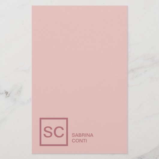 バラ金ゴールドカラープロフェッショナルガーリーモノグラム名 便箋 (正面)