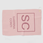 バラ金ゴールドカラープロフェッショナルシンプルモノグラム名 ゴルフタオル (横)