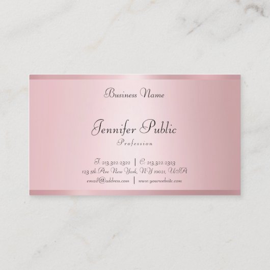 バラ金ゴールドカラーモダン手書きかわいいデザイン 名刺 (裏面)