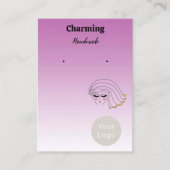 バラ金ゴールドカラー女かわいらしの子顔イヤリングカード 名刺 (正面)