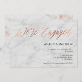 バラ金ゴールドカリグラフィマーブル婚約招待状 招待状 (正面/裏面)