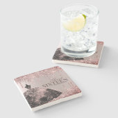 バラ金ゴールドガウングリッタースパークドリップズスウィート16セレブ ストーンコースター (横)