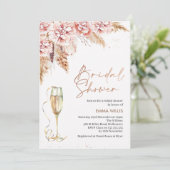 バラ金ゴールドガラスフローラパンパスグラスブライダルシャワー 招待状 (スタンド正面)