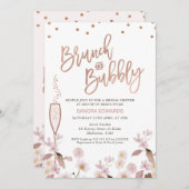 バラ金ゴールドガラスブランチバブリーブライダルシャワー 招待状 (正面/裏面)