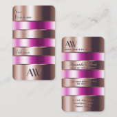 バラ金ゴールドガラスルックピンク流体フェイク3Dイニシャル 名刺 (正面/裏面)