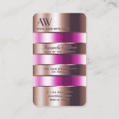 バラ金ゴールドガラスルックピンク流体フェイク3Dイニシャル 名刺 (裏面)