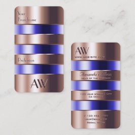 バラ金ゴールドガラス光学ブルー流体フェイク3D文字 名刺