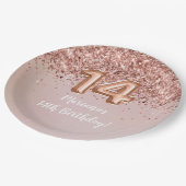 バラ金ゴールドガーリーキッズ14thバースデーパーティー ペーパープレート (アングル)