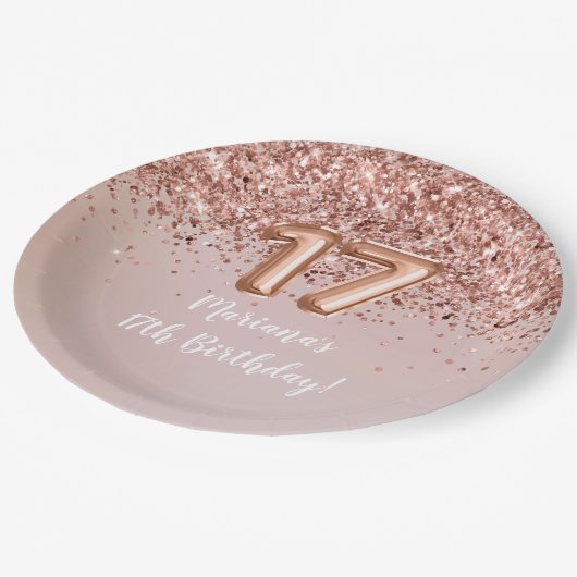 バラ金ゴールドガーリーキッズ17thバースデーパーティー ペーパープレート (アングル)