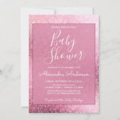 バラ金ゴールドガーリーグリッタースパークルガールズベビーシャワー 招待状 (正面)