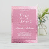 バラ金ゴールドガーリーグリッタースパークルガールズベビーシャワー 招待状 (スタンド正面)
