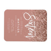 バラ金ゴールドガーリーグリッターモダンスウィート16誕生日 マグネット (横)