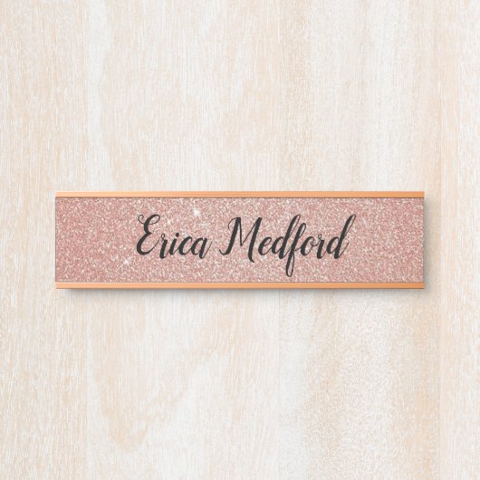 バラ金ゴールドガーリーグリッター赤面ピンクドアサイン サインプレート (正面)