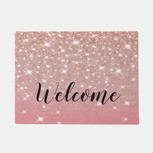 バラ金ゴールドガーリーグリッター ドアマット (正面)