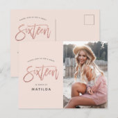 バラ金ゴールドガーリーグリッターphoto sweet 16 birthday ポストカード (正面/裏面)