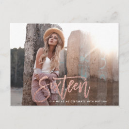 バラ金ゴールドガーリーグリッターphoto sweet 16 birthday ポストカード