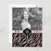 バラ金ゴールドガーリーピンクスウィート16ティーンエイジ少女B-Day ポストカード (正面/裏面)