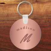 バラ金ゴールドガーリーモノグラム名シックエレガント キーホルダー (正面)