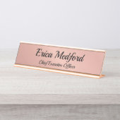 バラ金ゴールドガーリー赤面ピンクデスクサイン デスクネームプレート (正面)