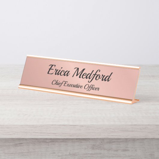 バラ金ゴールドガーリー赤面ピンクデスクサイン デスクネームプレート (正面)