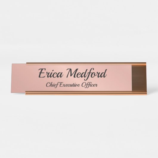 バラ金ゴールドガーリー赤面ピンクデスクサイン デスクネームプレート (正面)