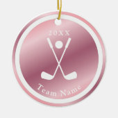バラ金ゴールドガールズゴルファーゴルフテーマネーム&イヤーピンク セラミックオーナメント (正面)