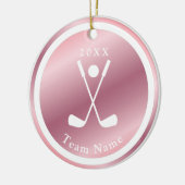 バラ金ゴールドガールズゴルファーゴルフテーマネーム&イヤーピンク セラミックオーナメント (左)