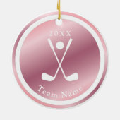 バラ金ゴールドガールズゴルファーゴルフテーマネーム&イヤーピンク セラミックオーナメント (裏面)