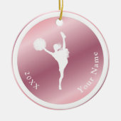 バラ金ゴールドガールズチアリーティングテーマ名年ピンク セラミックオーナメント (正面)