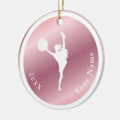 バラ金ゴールドガールズチアリーティングテーマ名年ピンク セラミックオーナメント (左)