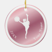 バラ金ゴールドガールズチアリーティングテーマ名年ピンク セラミックオーナメント (裏面)