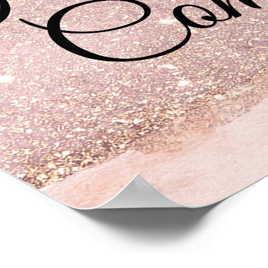 バラ金ゴールドガールファースト聖餐式ウェルカムサイン ポスター (角)