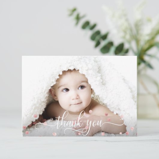 バラ金ゴールドガールベビーシャワーありがとう写真 サンキューカード (スタンド正面)