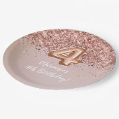 バラ金ゴールドキッズガーリー4th誕生日パーティー ペーパープレート (アングル)