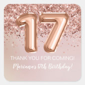 バラ金ゴールドキッズガール17thバースデーパーティーのお願い スクエアシール (正面)